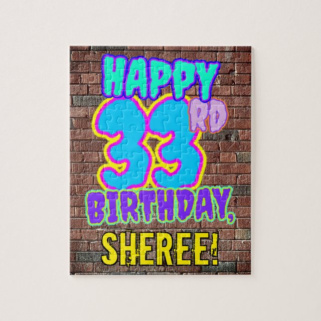 33rd Birthday ~ Fun, Urban Graffiti Inspired Look Jigsaw Puzzle (Vertical)