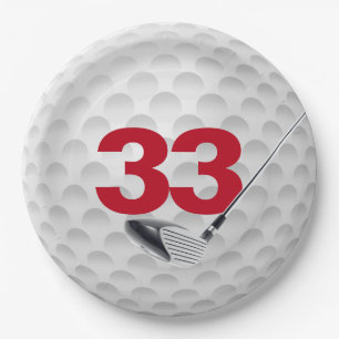 33rd Birthday Golf Ball Design Paper Plate