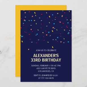 33rd birthday invitation Men Confetti Modern