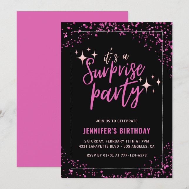 33rd birthday invitation Surprise party Pink (Front/Back)