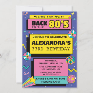33rd birthday invitations Throwback Party, 80s