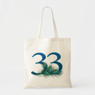33rd Birthday Or Anniversary Peacock Feather Tote Bag