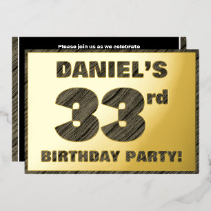 33rd Birthday Party — Bold, Faux Wood Grain Text