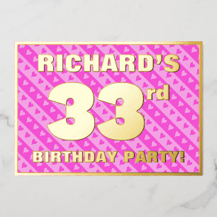 33rd Birthday Party — Fun Pink Hearts and Stripes
