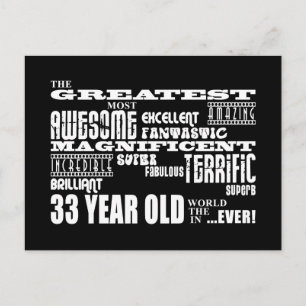 33rd Birthday Party Greatest Thirty Three Year Old Invitation Postcard