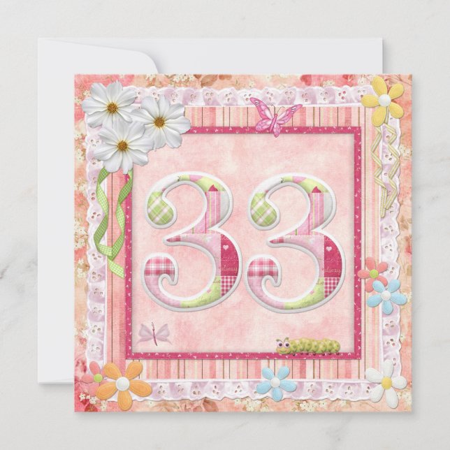 33rd birthday party scrapbooking style invitation (Front)