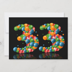 33rd Birthday party, with bubbles and balls Invitation
