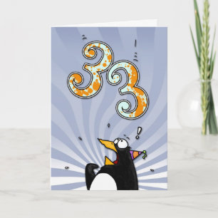 33rd Birthday - Penguin Surprise Card