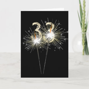 33rd Birthday Sparklers on Black   Card