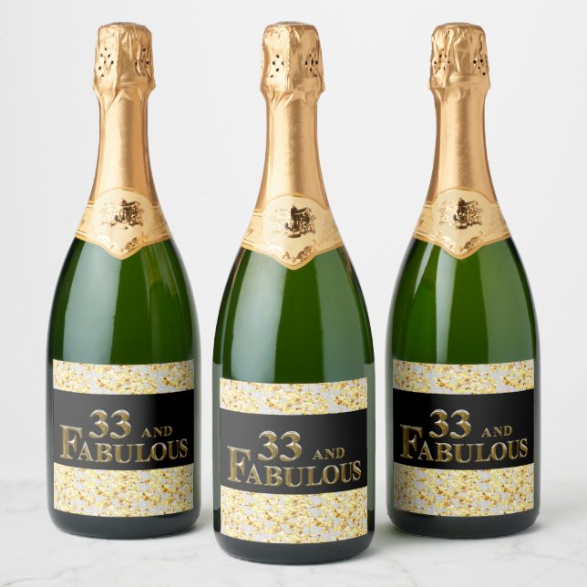 33rd  Birthday  Sparkling Wine Label (Bottles)