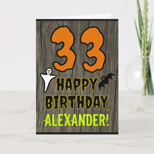 33rd Birthday: Spooky Halloween Theme, Custom Name Card (Front)