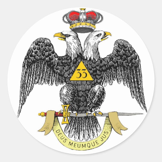 33rd Degree Scottish Rite Black Eagle Classic Round Sticker (Front)