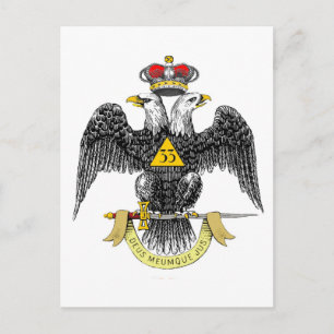 33rd Degree Scottish Rite Black Eagle Postcard