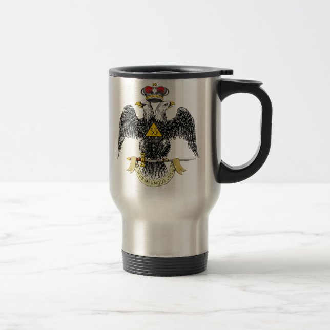 33rd Degree Scottish Rite Black Eagle Travel Mug (Right)
