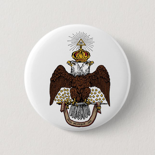 33rd Degree Scottish Rite Brown Eagle 2 Inch Round Button (Front)