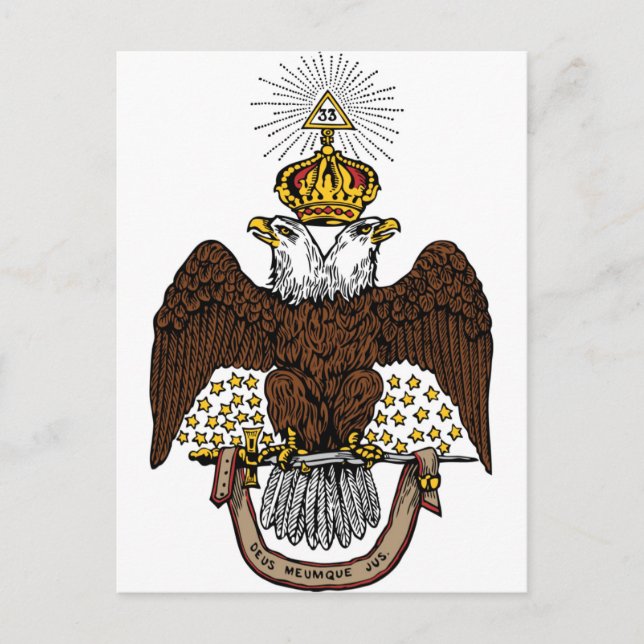 33rd Degree Scottish Rite Brown Eagle Postcard (Front)
