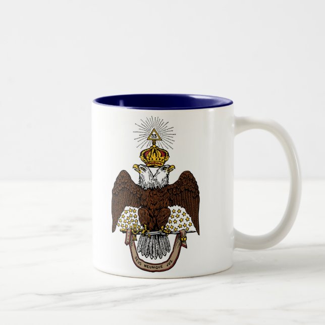 33rd Degree Scottish Rite Brown Eagle Two-Tone Coffee Mug (Right)