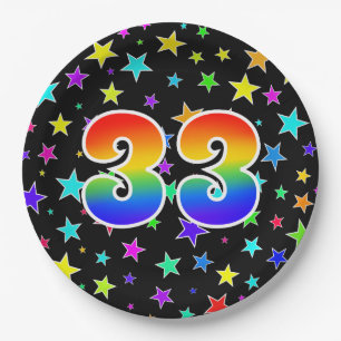 33rd Event: Bold, Fun, Colourful Rainbow 33 Paper Plate