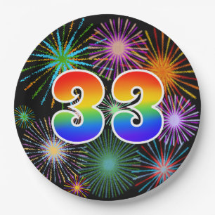 33rd Event - Fun, Colourful, Bold, Rainbow 33 Paper Plate