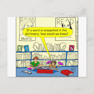 346 Word spelt wrong in dictionary colour cartoon Postcard