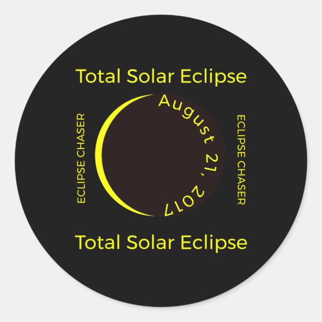 #34;eclipse Chaser#34; Total Solar Eclipse Aug 201 Classic Round Sticker (Front)