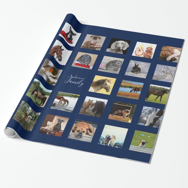 34 PHOTO COLLAGE Gift Wrap - Can EDIT Colour (Unrolled)