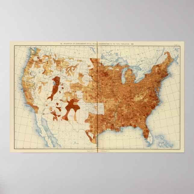 34 Proportion religious denominations 1890 Poster (Front)