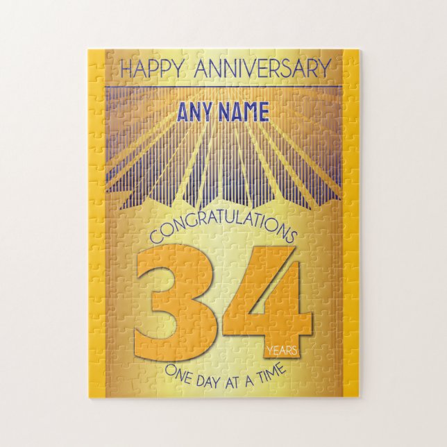 34 Year | AA 12 Step Anniversary Personalized Jigsaw Puzzle (Vertical)