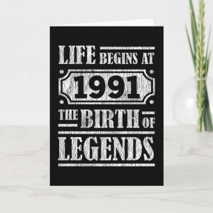34 Year Old 1991 Birth Of Legend 34th Birthday Card