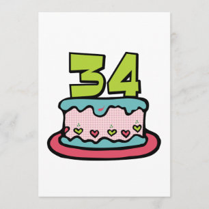 34 Year Old Birthday Cake Card
