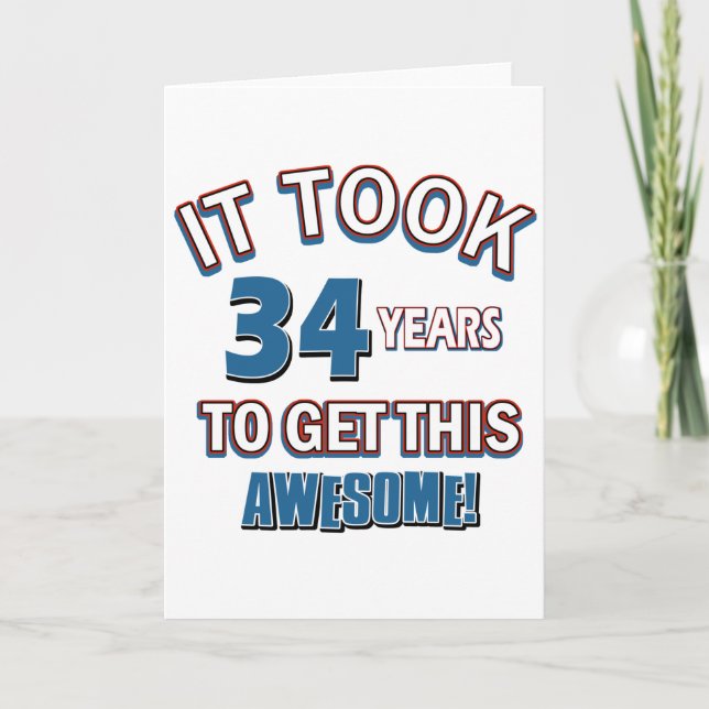 34 year old birthday designs card (Front)