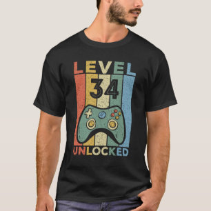34 Year Old Gifts Men Gamer 34th Birthday Gift T-Shirt