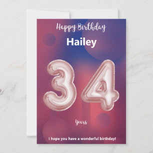 34 year old Happy Birthday card
