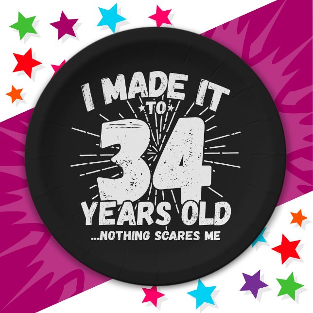 34 Year Old Sarcastic Meme Funny 34th Birthday Paper Plate (Creator Uploaded)