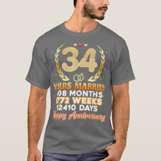 34 Years Married Happy 34th Wedding Anniversary Co T-Shirt