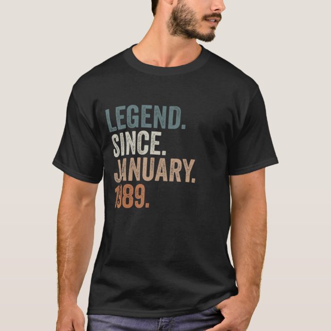 34 Years Old  34th Birthday Legend Since January 1 T-Shirt (Front)
