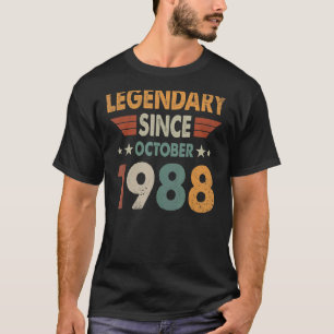 34 Years Old  Legend Since October 1988 34th Birth T-Shirt