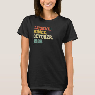 34 Years Old Legend Since October 1988 34th Birth T-Shirt