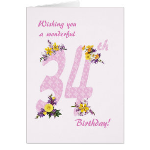 34e anniversaire Fleur numéros décorés