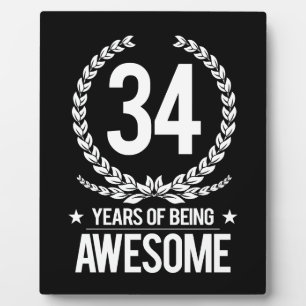 34th Birthday (34 Years Of Being Awesome) Plaque