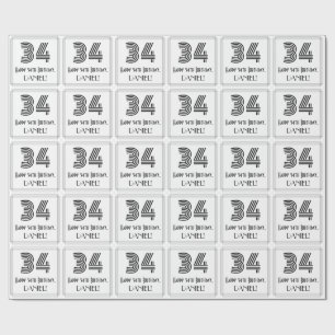 34th Birthday: Art Deco Inspired Style "34" + Name Wrapping Paper