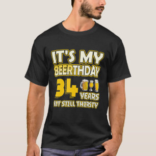 34th Birthday Beerthday 34 Years old funny Beer T-Shirt