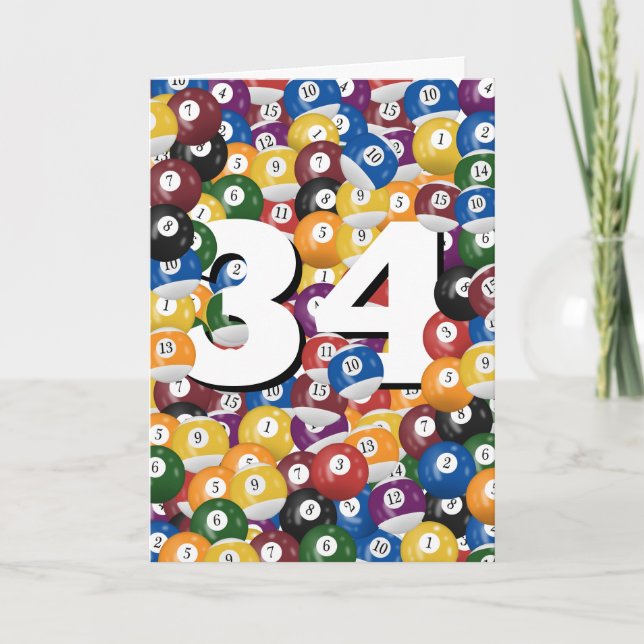 34th Birthday Billiard Balls  Card (Front)