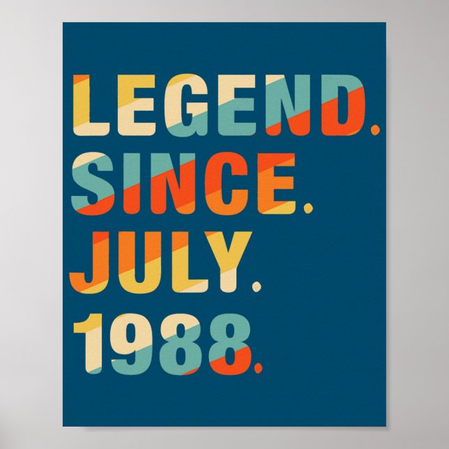 34th Birthday Gifts 34 Years Old Legend Since Poster (Front)