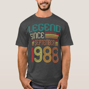 34th Birthday Gifts Legend Since September 1988 34 T-Shirt