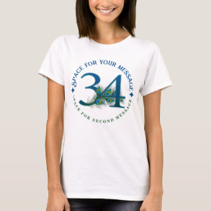 34th Birthday Or Anniversary Peacock Feathers T-Shirt