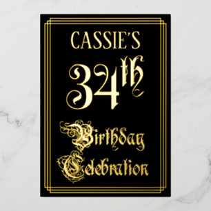 34th Birthday Party — Fancy Script & Custom Name