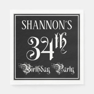 34th Birthday Party — Fancy Script + Custom Name Napkin