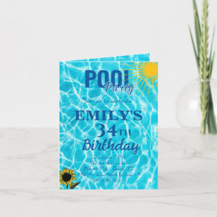 34th birthday pool party invitation