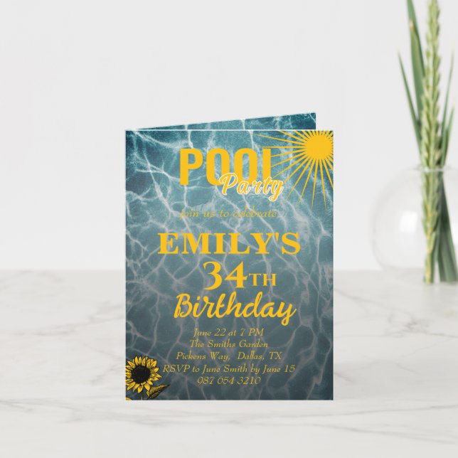34th birthday pool party invitation (Front)